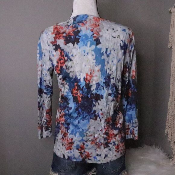 Talbots | Floral Button Up Cardigan Medium 3/4 Sleeves - Picture 4 of 6